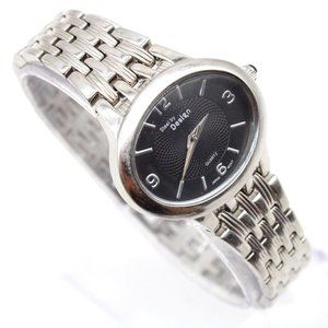Steel By Design Watch Womens Silver Tone Stainless Steel Classic Black Dial Rare